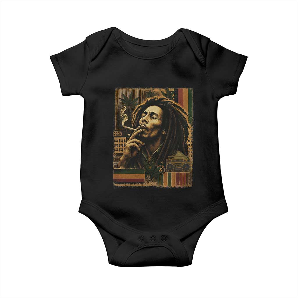 Vintage Marley Guitarist Baby Onesie Rastaman Rastafari Music Vibes Only Rasta Jamaica Reggae TS10 Black Print Your Wear