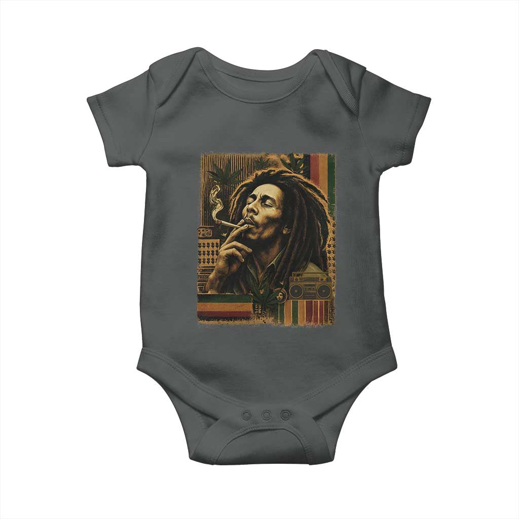 Vintage Marley Guitarist Baby Onesie Rastaman Rastafari Music Vibes Only Rasta Jamaica Reggae TS10 Dark Heather Print Your Wear