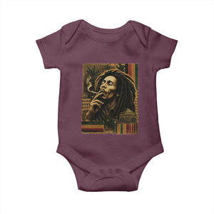 Vintage Marley Guitarist Baby Onesie Rastaman Rastafari Music Vibes Only Rasta Jamaica Reggae TS10 Maroon Print Your Wear