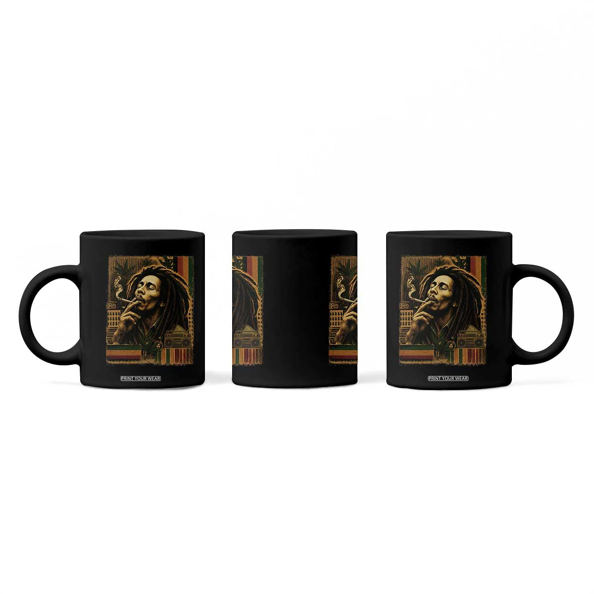 Vintage Marley Guitarist Coffee Mug Rastaman Rastafari Music Vibes Only Rasta Jamaica Reggae TS10 Print Your Wear