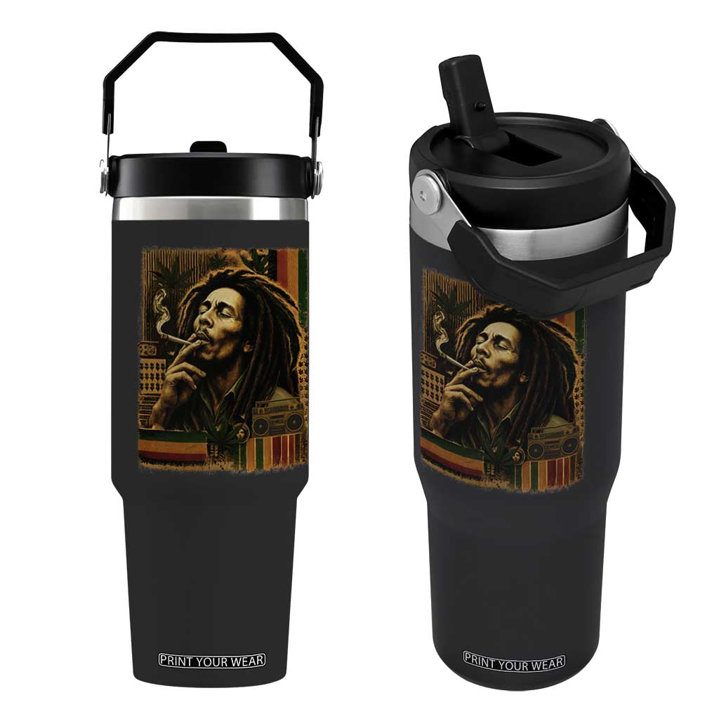 Vintage Marley Guitarist Flip Straw Tumbler Rastaman Rastafari Music Vibes Only Rasta Jamaica Reggae TS10 One Size: 30 oz Black Print Your Wear