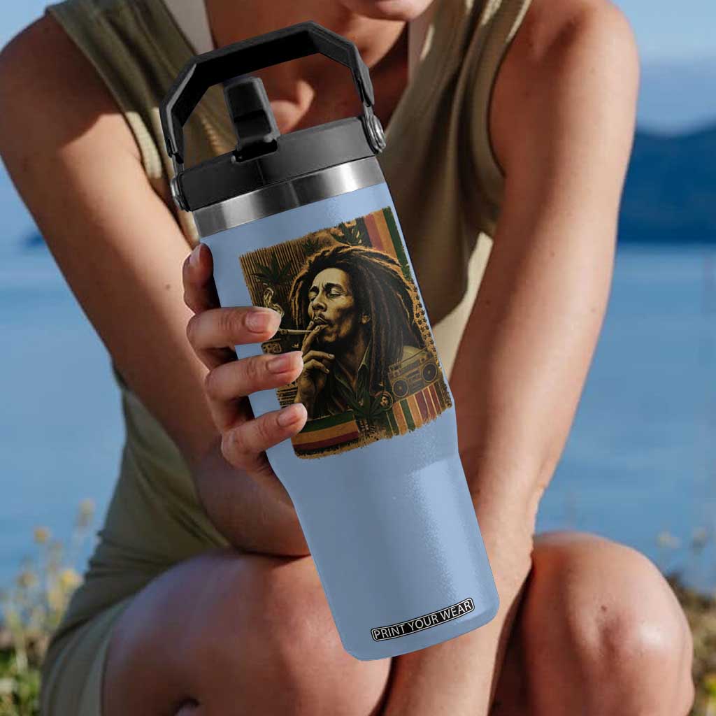 Vintage Marley Guitarist Flip Straw Tumbler Rastaman Rastafari Music Vibes Only Rasta Jamaica Reggae TS10 One Size: 30 oz Light Blue Print Your Wear