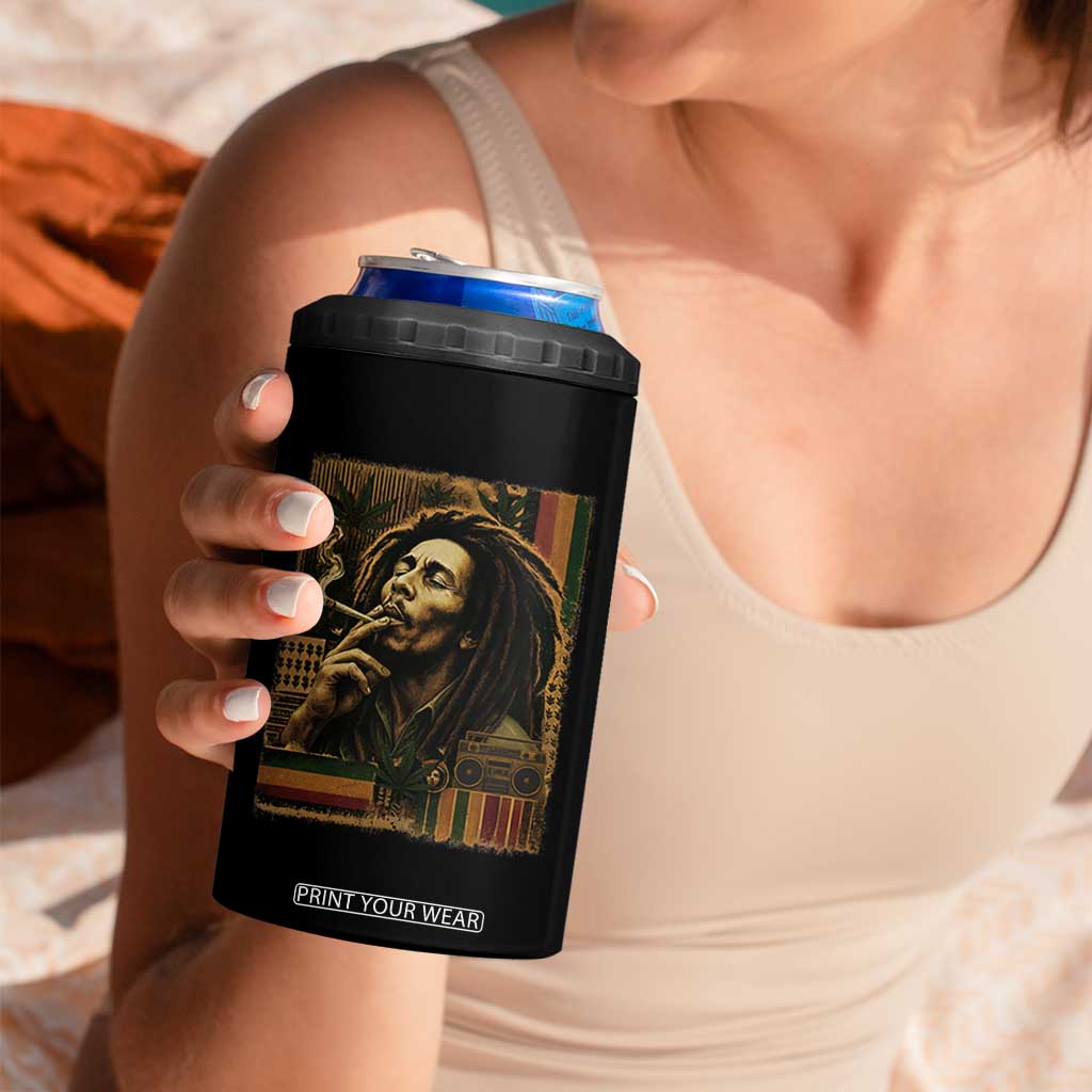 Vintage Marley Guitarist 4 in 1 Can Cooler Tumbler Rastaman Rastafari Music Vibes Only Rasta Jamaica Reggae TS10 Print Your Wear