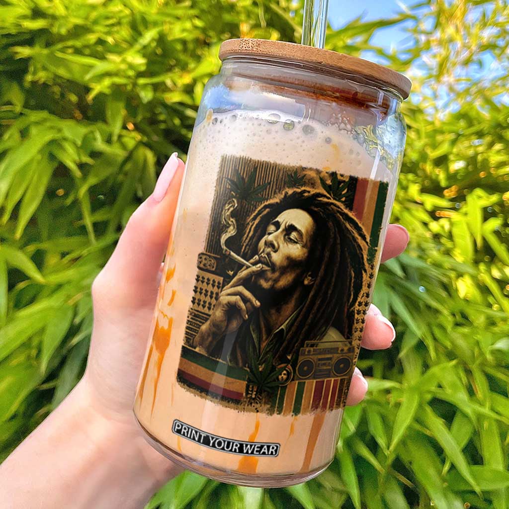 Vintage Marley Guitarist Glass Can Rastaman Rastafari Music Vibes Only Rasta Jamaica Reggae TS10 Black Print Your Wear