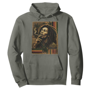 Vintage Marley Guitarist Hoodie Rastaman Rastafari Music Vibes Only Rasta Jamaica Reggae TS10 Military Green Print Your Wear