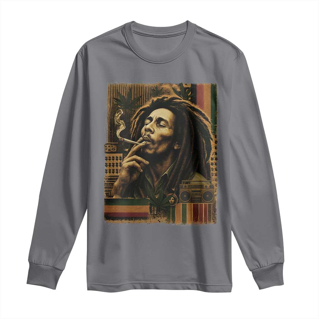 Vintage Marley Guitarist Long Sleeve Shirt Rastaman Rastafari Music Vibes Only Rasta Jamaica Reggae TS10 Charcoal Print Your Wear