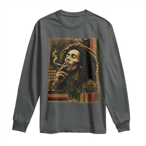 Vintage Marley Guitarist Long Sleeve Shirt Rastaman Rastafari Music Vibes Only Rasta Jamaica Reggae TS10 Dark Heather Print Your Wear