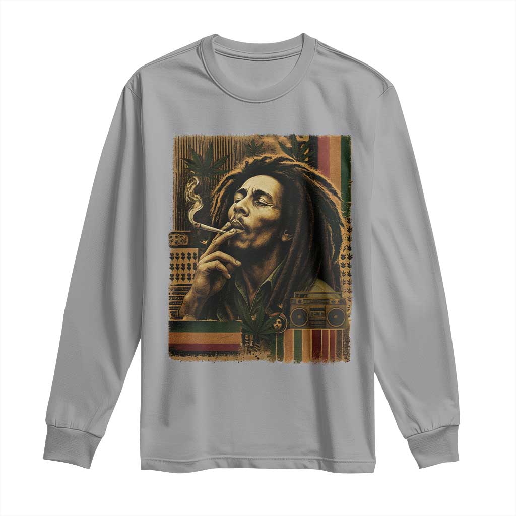 Vintage Marley Guitarist Long Sleeve Shirt Rastaman Rastafari Music Vibes Only Rasta Jamaica Reggae TS10 Sport Gray Print Your Wear
