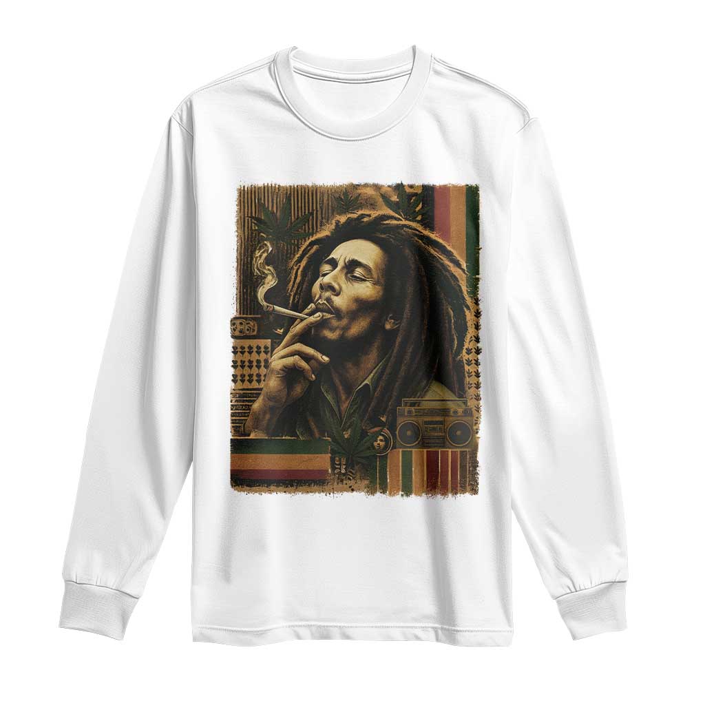 Vintage Marley Guitarist Long Sleeve Shirt Rastaman Rastafari Music Vibes Only Rasta Jamaica Reggae TS10 White Print Your Wear