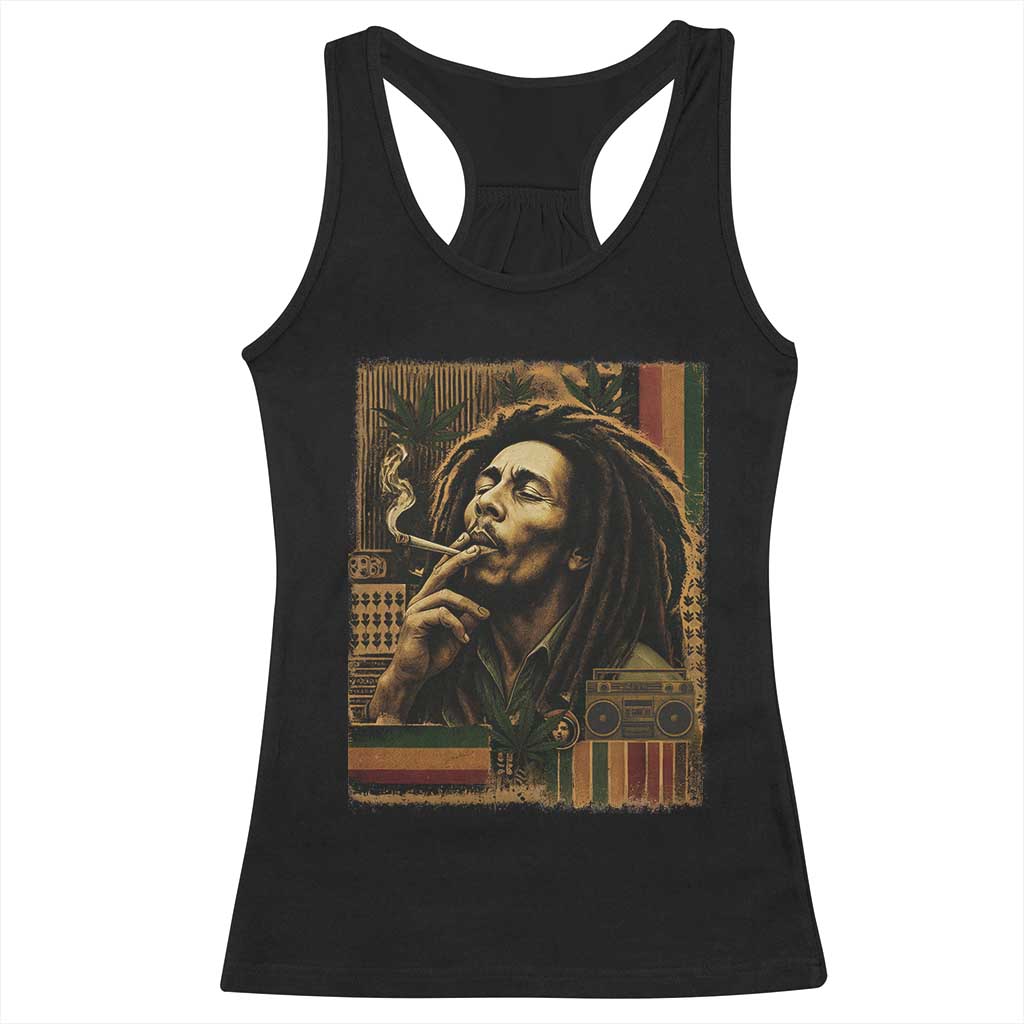 Vintage Marley Guitarist Racerback Tank Top Rastaman Rastafari Music Vibes Only Rasta Jamaica Reggae TS10 Black Print Your Wear