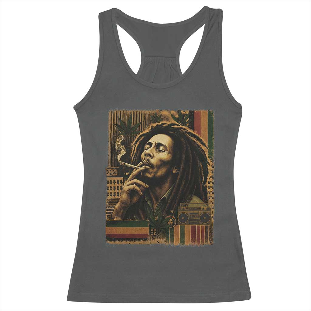 Vintage Marley Guitarist Racerback Tank Top Rastaman Rastafari Music Vibes Only Rasta Jamaica Reggae TS10 Dark Heather Print Your Wear