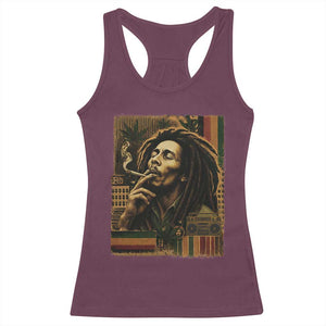 Vintage Marley Guitarist Racerback Tank Top Rastaman Rastafari Music Vibes Only Rasta Jamaica Reggae TS10 Maroon Print Your Wear