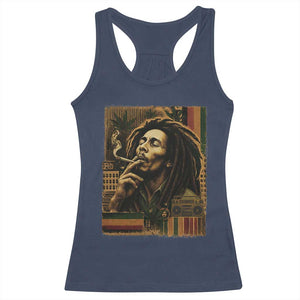 Vintage Marley Guitarist Racerback Tank Top Rastaman Rastafari Music Vibes Only Rasta Jamaica Reggae TS10 Navy Print Your Wear