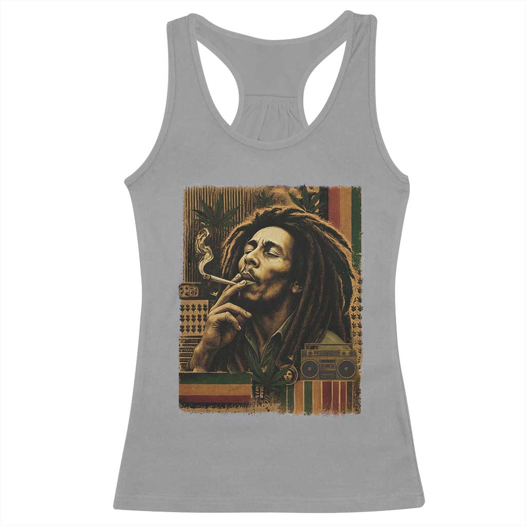 Vintage Marley Guitarist Racerback Tank Top Rastaman Rastafari Music Vibes Only Rasta Jamaica Reggae TS10 Sport Gray Print Your Wear