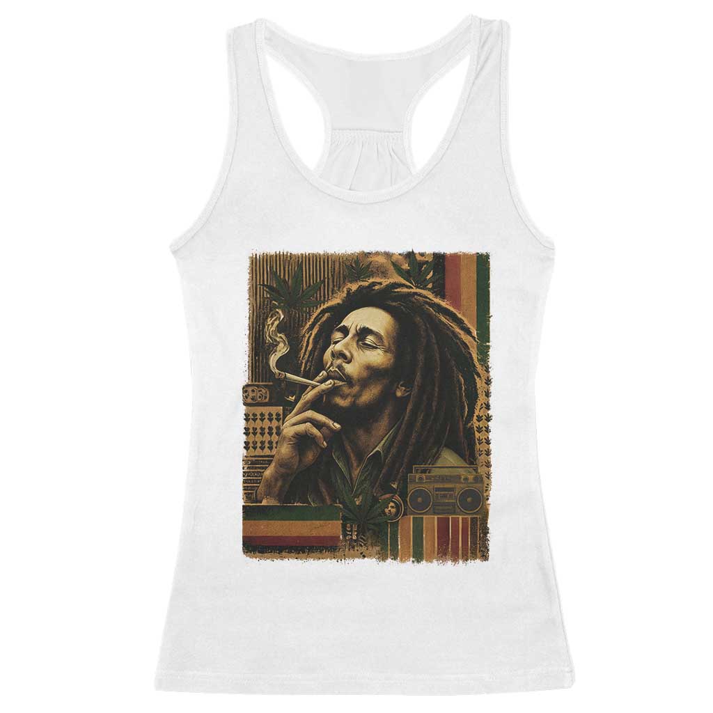 Vintage Marley Guitarist Racerback Tank Top Rastaman Rastafari Music Vibes Only Rasta Jamaica Reggae TS10 White Print Your Wear