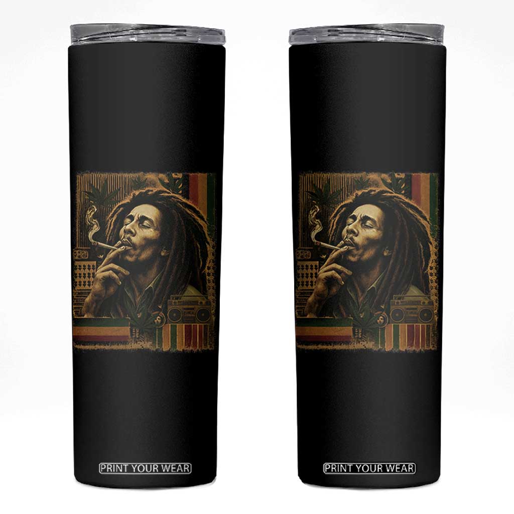 Vintage Marley Guitarist Skinny Tumbler Rastaman Rastafari Music Vibes Only Rasta Jamaica Reggae TS10 Black Print Your Wear