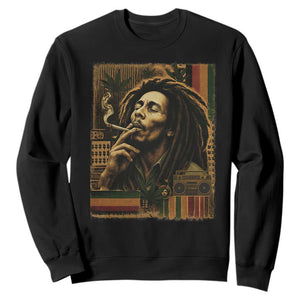 Vintage Marley Guitarist Sweatshirt Rastaman Rastafari Music Vibes Only Rasta Jamaica Reggae TS10 Black Print Your Wear