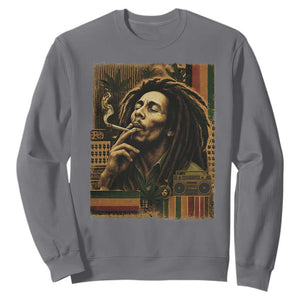 Vintage Marley Guitarist Sweatshirt Rastaman Rastafari Music Vibes Only Rasta Jamaica Reggae TS10 Charcoal Print Your Wear