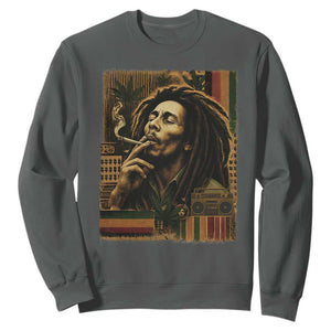 Vintage Marley Guitarist Sweatshirt Rastaman Rastafari Music Vibes Only Rasta Jamaica Reggae TS10 Dark Heather Print Your Wear