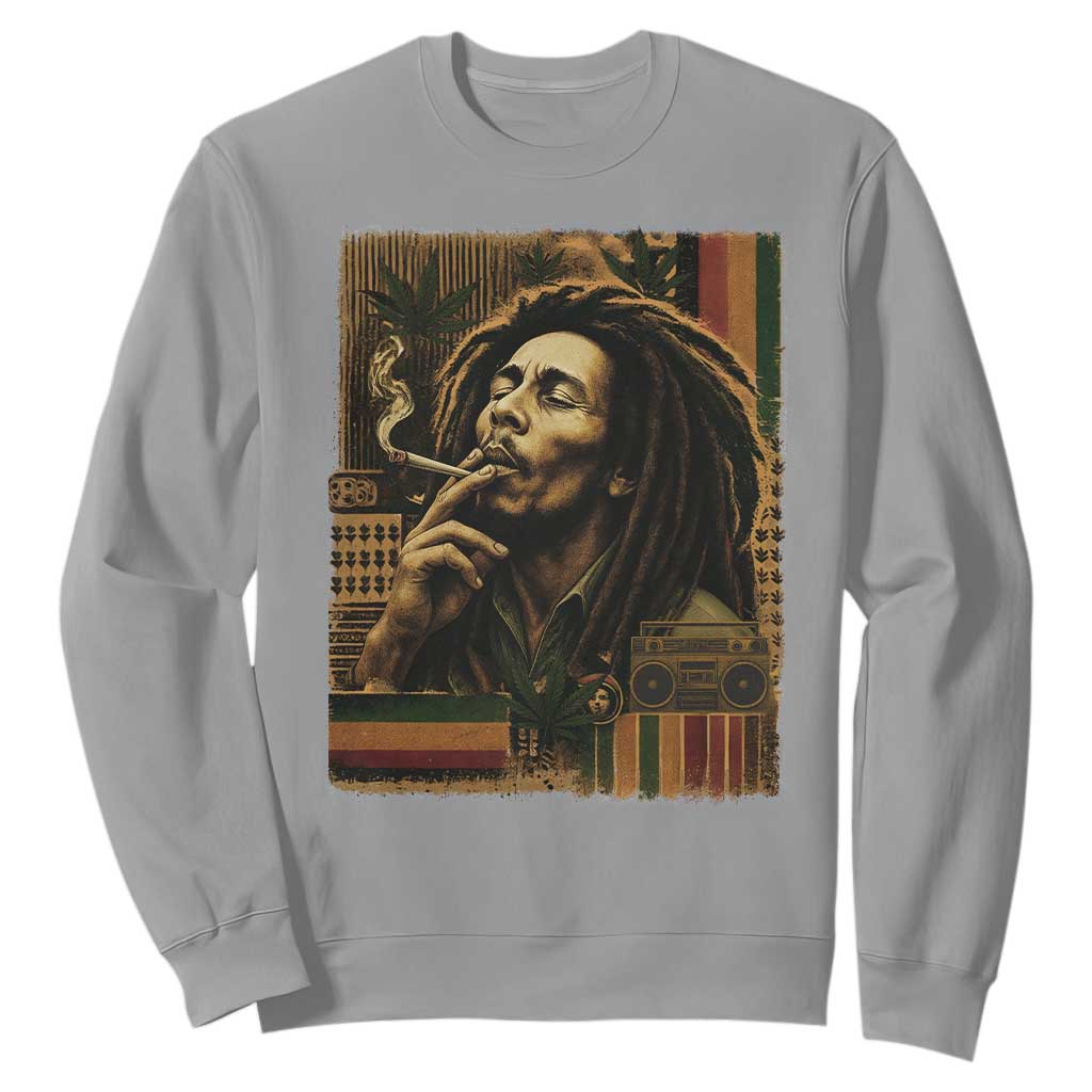 Vintage Marley Guitarist Sweatshirt Rastaman Rastafari Music Vibes Only Rasta Jamaica Reggae TS10 Sport Gray Print Your Wear