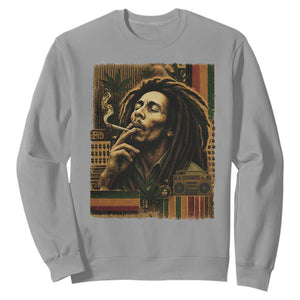 Vintage Marley Guitarist Sweatshirt Rastaman Rastafari Music Vibes Only Rasta Jamaica Reggae TS10 Sport Gray Print Your Wear