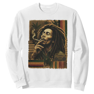 Vintage Marley Guitarist Sweatshirt Rastaman Rastafari Music Vibes Only Rasta Jamaica Reggae TS10 White Print Your Wear