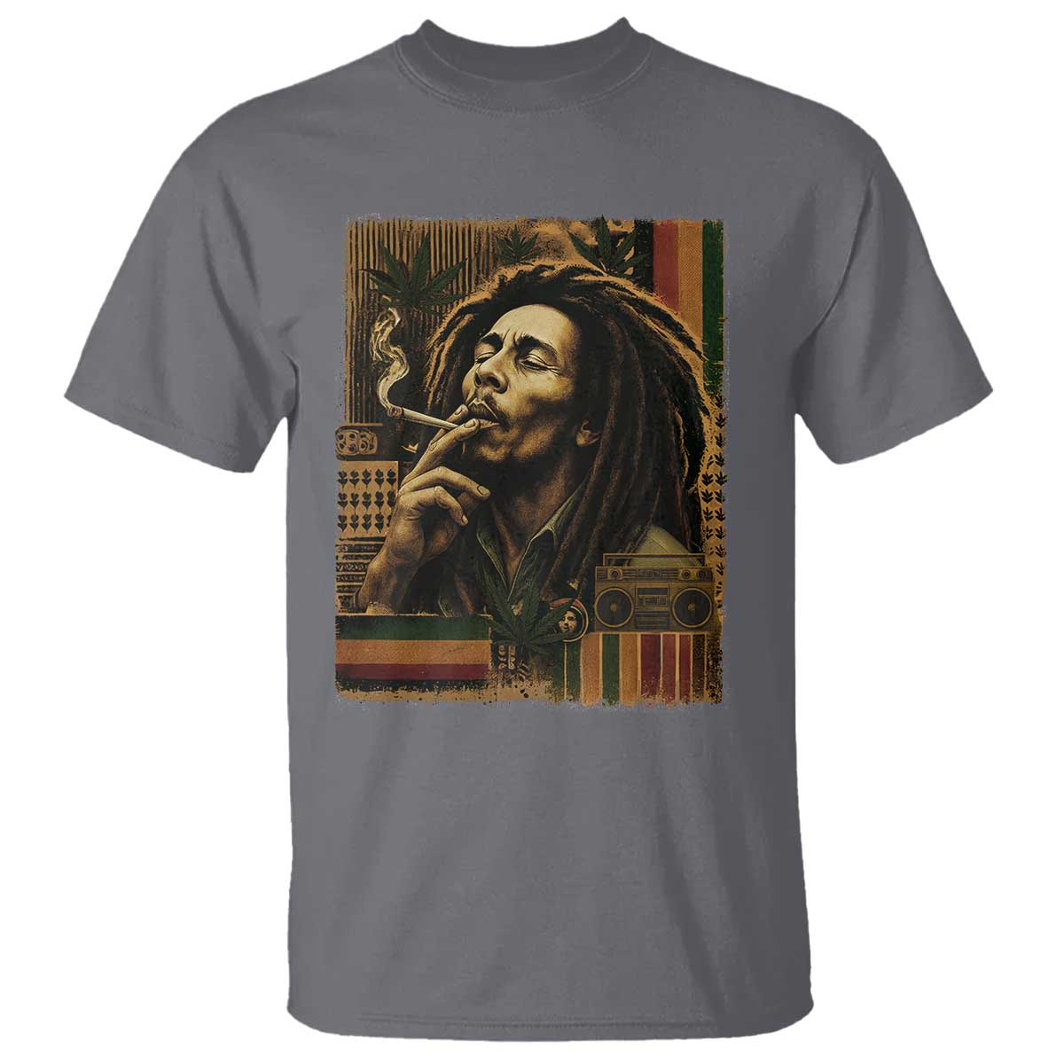 Vintage Marley T Shirt Rastaman Rastafari Music Vibes Only Rasta Jamaica Reggae TS10 Charcoal Print Your Wear