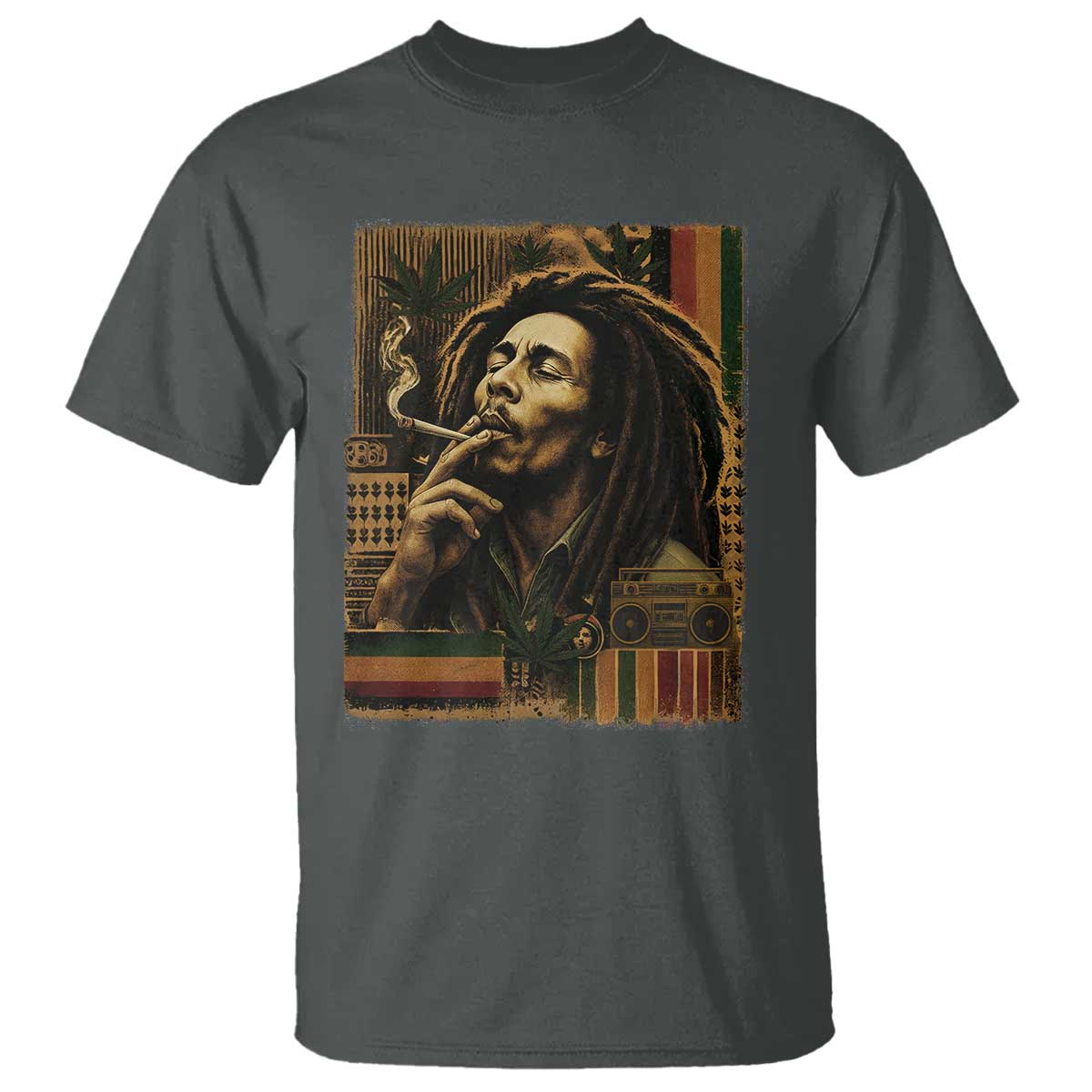 Vintage Marley T Shirt Rastaman Rastafari Music Vibes Only Rasta Jamaica Reggae TS10 Dark Heather Print Your Wear