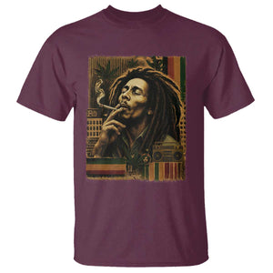 Vintage Marley Guitarist T Shirt Rastaman Rastafari Music Vibes Only Rasta Jamaica Reggae TS10 Maroon Print Your Wear