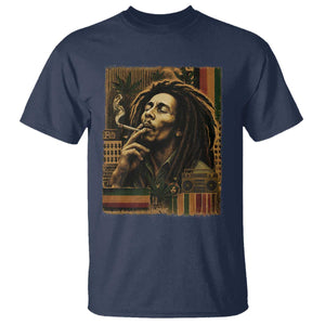 Vintage Marley Guitarist T Shirt Rastaman Rastafari Music Vibes Only Rasta Jamaica Reggae TS10 Navy Print Your Wear