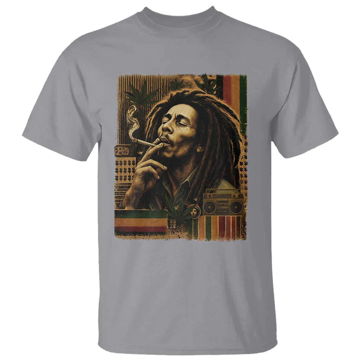 Vintage Marley T Shirt - Rastaman Rastafari Music Vibes Only Rasta Jamaica Reggae Tee TS10 Sport Gray Print Your Wear