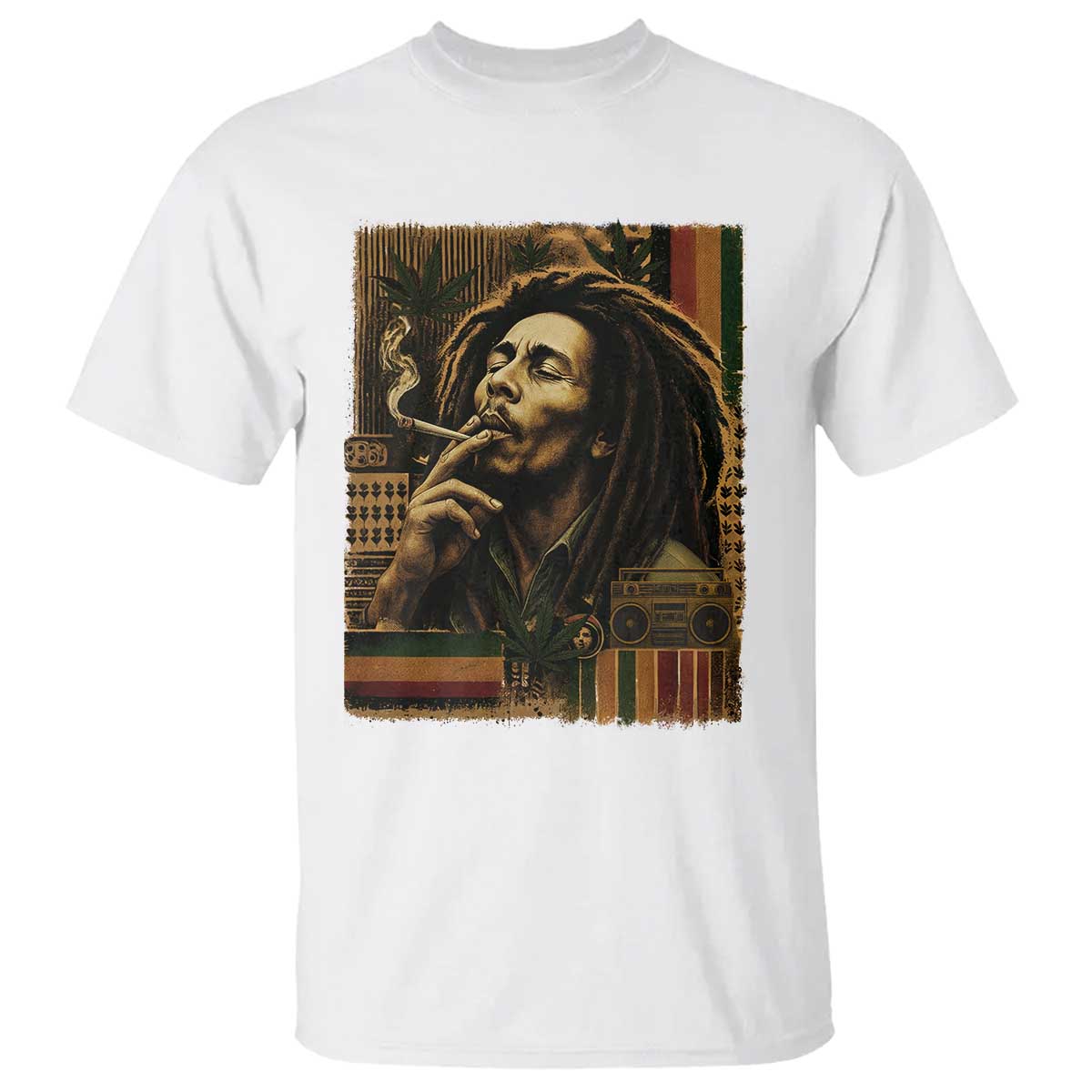 Vintage Marley T Shirt Rastaman Rastafari Music Vibes Only Rasta Jamaica Reggae TS10 White Print Your Wear