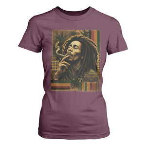 Vintage Marley Guitarist T Shirt For Women Rastaman Rastafari Music Vibes Only Rasta Jamaica Reggae TS10 Maroon Print Your Wear