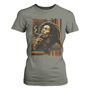Vintage Marley Guitarist T Shirt For Women Rastaman Rastafari Music Vibes Only Rasta Jamaica Reggae TS10 Military Green Print Your Wear