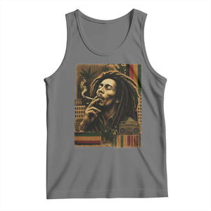 Vintage Marley Guitarist Tank Top Rastaman Rastafari Music Vibes Only Rasta Jamaica Reggae TS10 Black Heather Print Your Wear