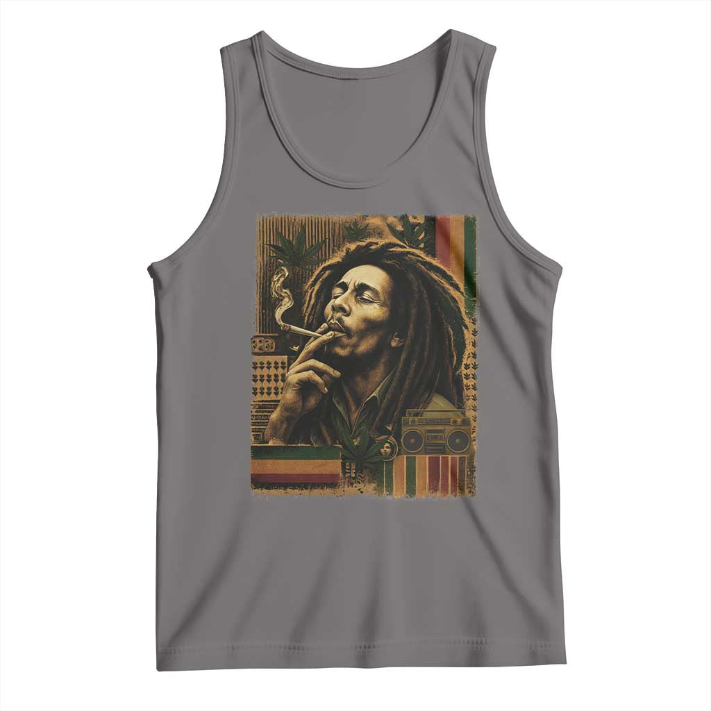 Vintage Marley Guitarist Tank Top Rastaman Rastafari Music Vibes Only Rasta Jamaica Reggae TS10 Deep Heather Print Your Wear