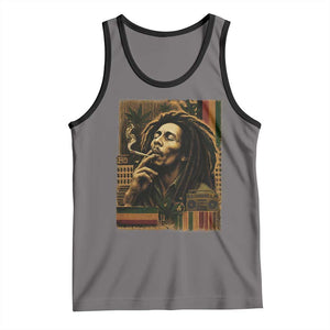 Vintage Marley Guitarist Tank Top Rastaman Rastafari Music Vibes Only Rasta Jamaica Reggae TS10 Deep Heather Black Print Your Wear