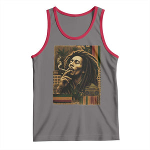 Vintage Marley Guitarist Tank Top Rastaman Rastafari Music Vibes Only Rasta Jamaica Reggae TS10 Deep Heather Red Print Your Wear