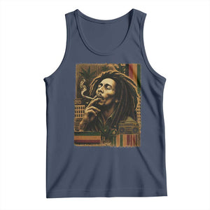 Vintage Marley Guitarist Tank Top Rastaman Rastafari Music Vibes Only Rasta Jamaica Reggae TS10 Navy Print Your Wear