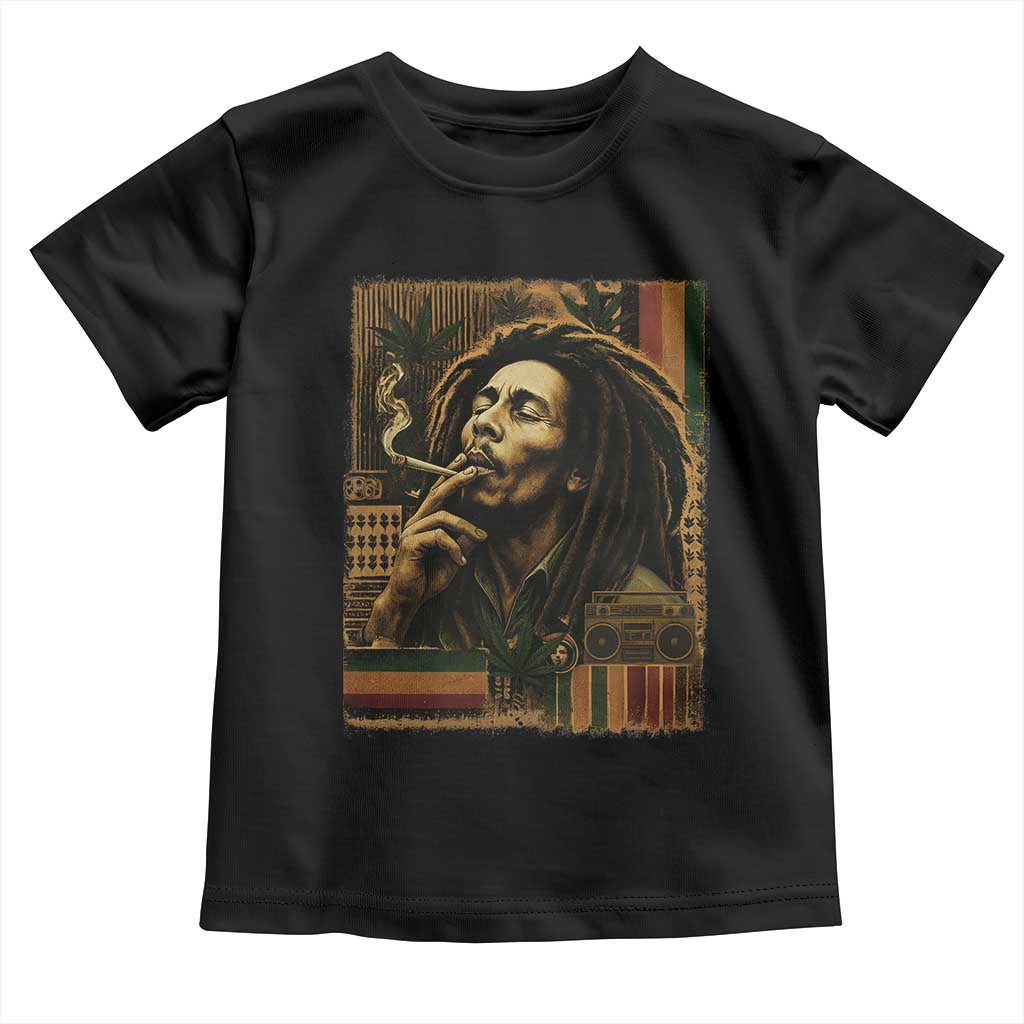 Vintage Marley Guitarist Toddler T Shirt Rastaman Rastafari Music Vibes Only Rasta Jamaica Reggae TS10 Black Print Your Wear