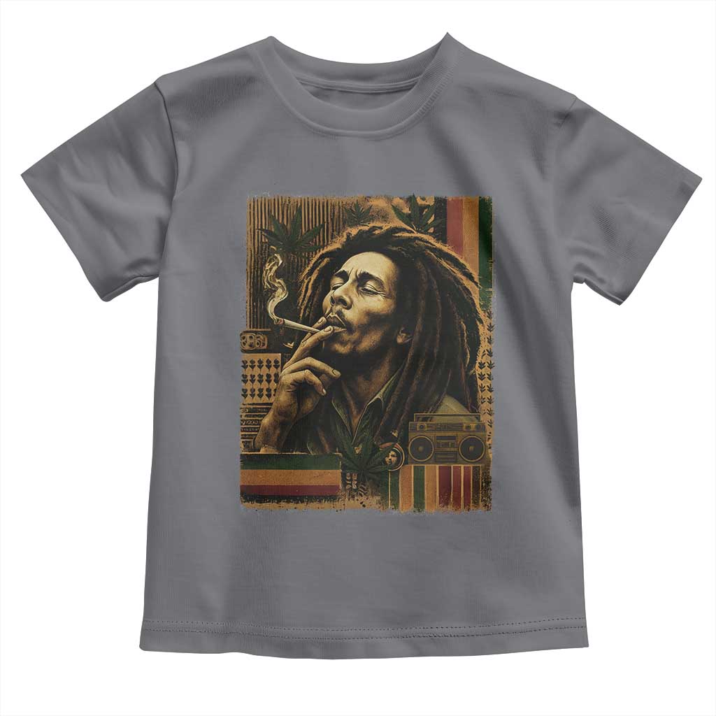 Vintage Marley Guitarist Toddler T Shirt Rastaman Rastafari Music Vibes Only Rasta Jamaica Reggae TS10 Charcoal Print Your Wear