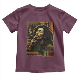 Vintage Marley Guitarist Toddler T Shirt Rastaman Rastafari Music Vibes Only Rasta Jamaica Reggae TS10 Maroon Print Your Wear