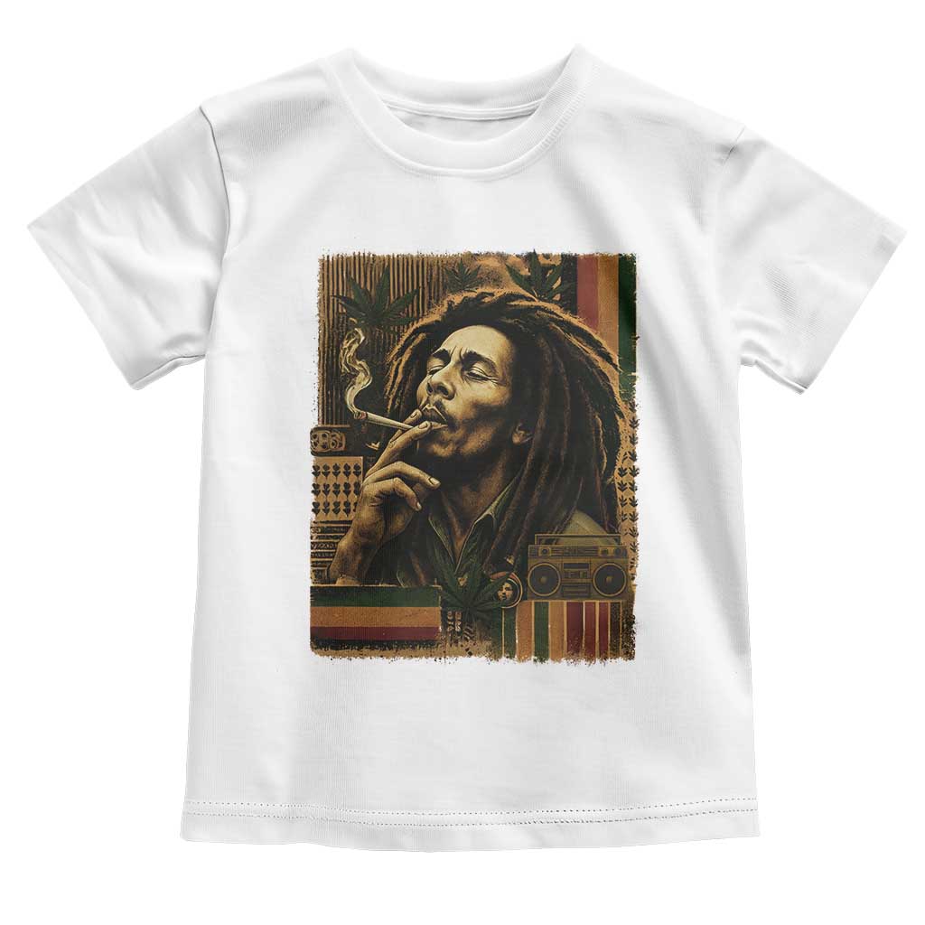 Vintage Marley Guitarist Toddler T Shirt Rastaman Rastafari Music Vibes Only Rasta Jamaica Reggae TS10 White Print Your Wear