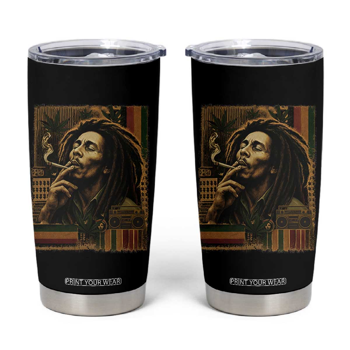 Vintage Marley Guitarist Tumbler Cup Rastaman Rastafari Music Vibes Only Rasta Jamaica Reggae TS10 Black Print Your Wear