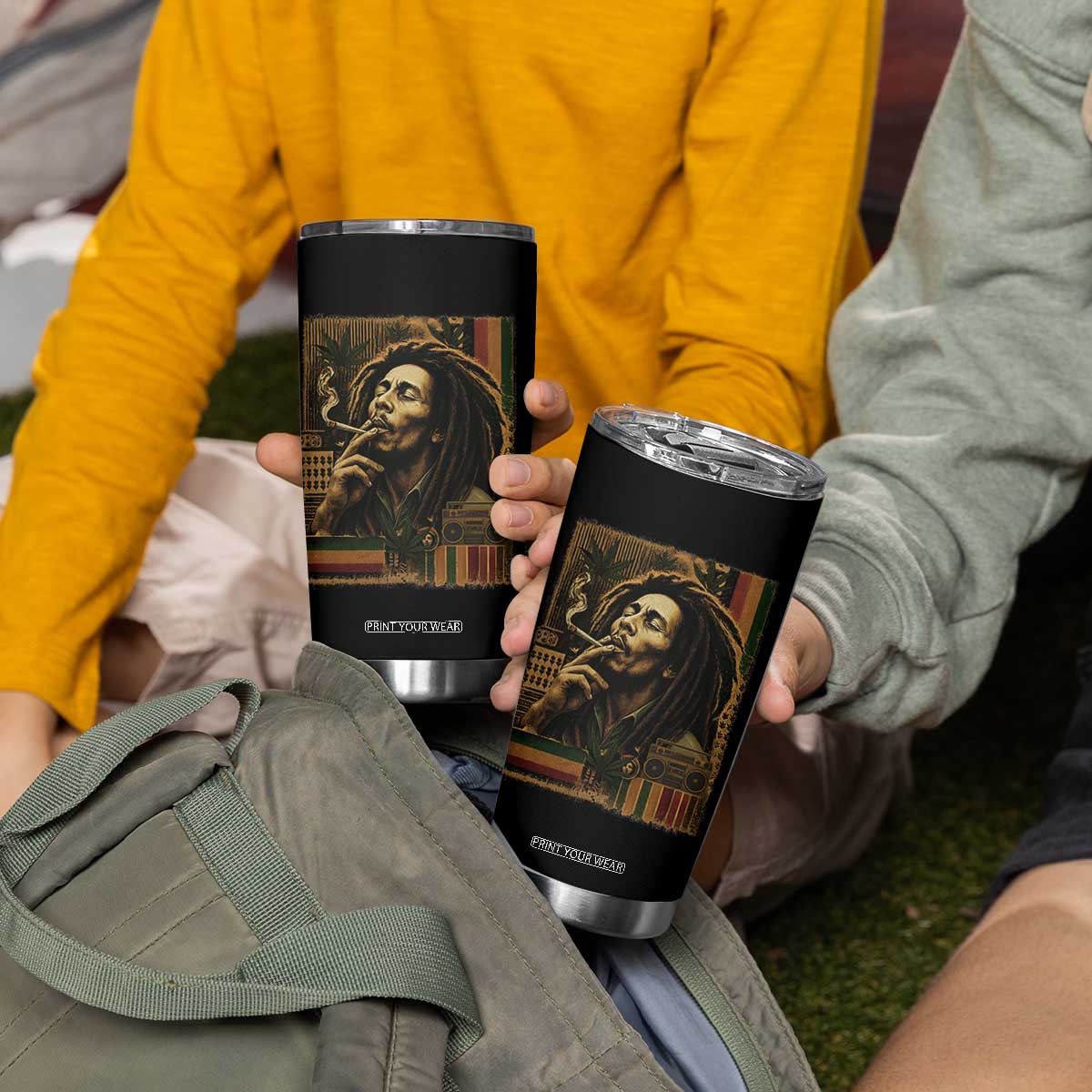 Vintage Marley Guitarist Tumbler Cup Rastaman Rastafari Music Vibes Only Rasta Jamaica Reggae TS10 Print Your Wear
