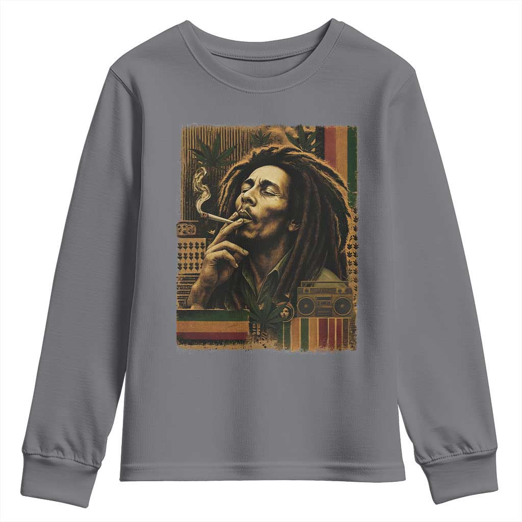 Vintage Marley Guitarist Youth Sweatshirt Rastaman Rastafari Music Vibes Only Rasta Jamaica Reggae TS10 Charcoal Print Your Wear