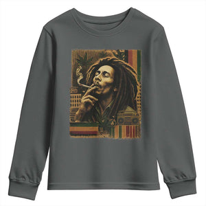 Vintage Marley Guitarist Youth Sweatshirt Rastaman Rastafari Music Vibes Only Rasta Jamaica Reggae TS10 Dark Heather Print Your Wear