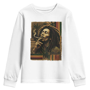 Vintage Marley Guitarist Youth Sweatshirt Rastaman Rastafari Music Vibes Only Rasta Jamaica Reggae TS10 White Print Your Wear