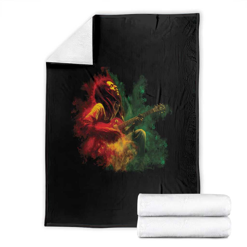Marley Guitarist Throw Blanket Smoke Cannabis Leaf 420 Rastafari Rasta Reggae Music TS10 Black Print Your Wear