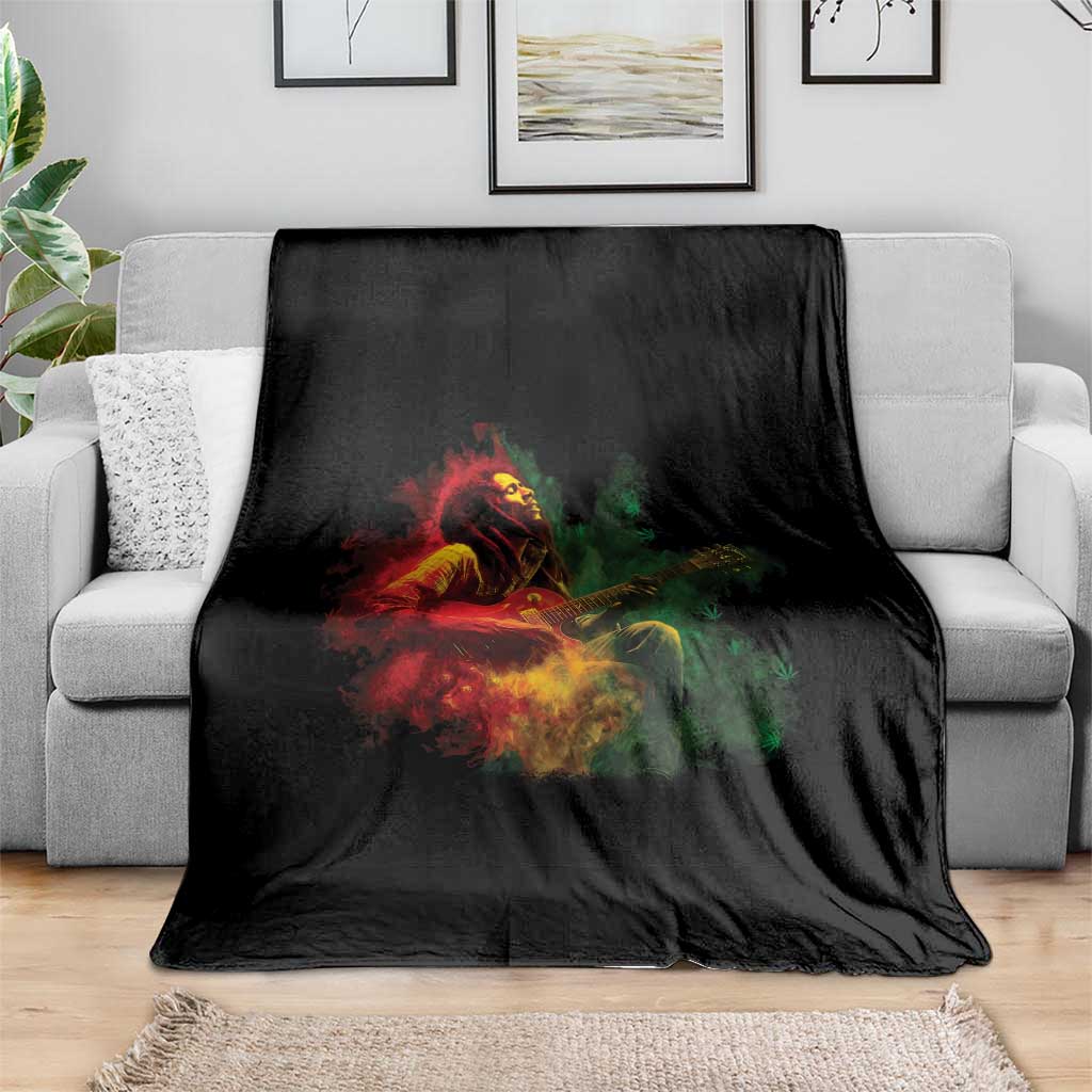 Marley Guitarist Throw Blanket Smoke Cannabis Leaf 420 Rastafari Rasta Reggae Music TS10 Print Your Wear